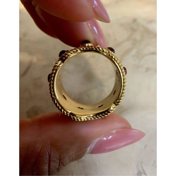 Stunning 18k gold plated sterling garnet ring - Picture 5 of 9